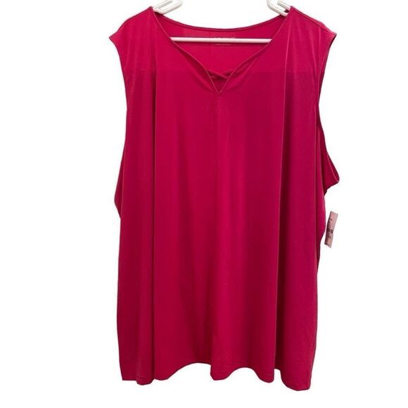 Catherines Tank Womens Plus 4X Crisscross Timeless Tunic Deep Tango Pink NWT - Picture 1 of 5